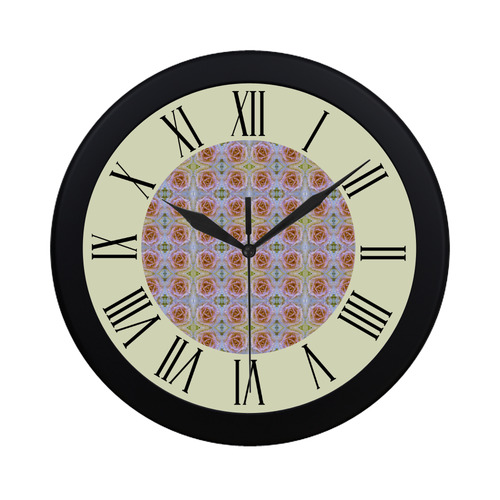Pink Light Blue Pastel Flowers  watch circular roman numerals hand 3 Circular Plastic Wall clock