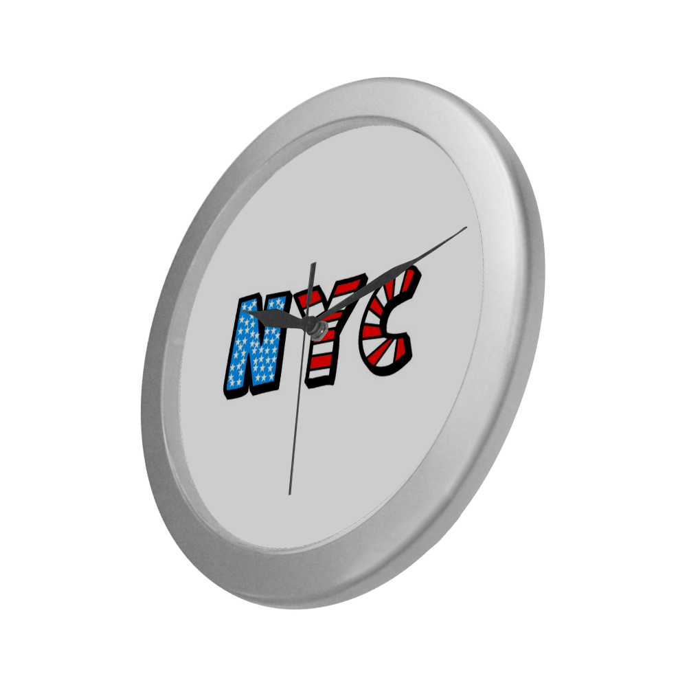 New York by Popart Lover Silver Color Wall Clock