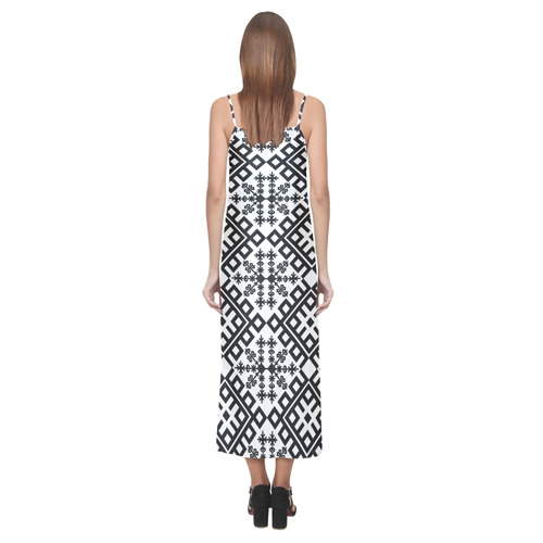 blackwhite1 V-Neck Open Fork Long Dress(Model D18)