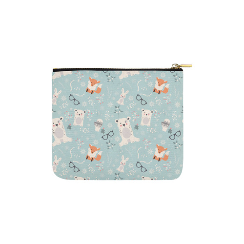 Cute Hipster Winter Animal Pattern Carry-All Pouch 6''x5''