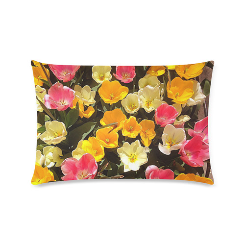 Yellow Pink Flowers Custom Rectangle Pillow Case 16"x24" (one side)