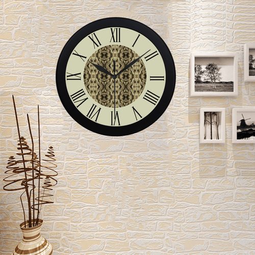 Gold Fabric Pattern Design watch circular roman numerals hand 3 Circular Plastic Wall clock