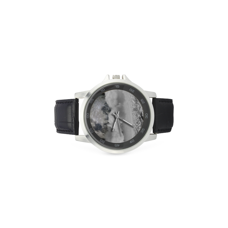 collage_ Above us _ Gloria Sánchez Unisex Stainless Steel Leather Strap Watch(Model 202)