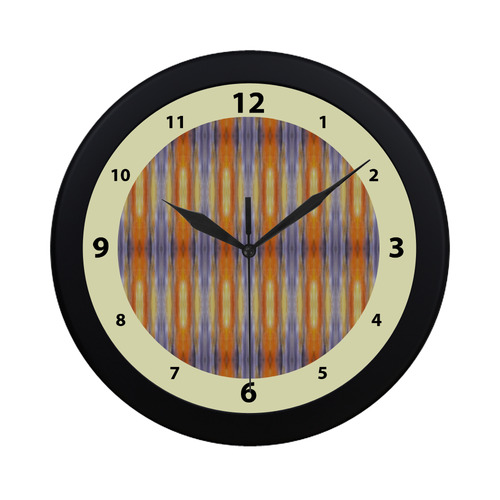 Gray Orange Stripes Pattern watch circular number hand 9 Circular Plastic Wall clock