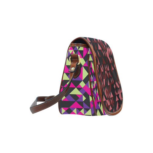 New in shop! Luxury designers bag / BROWN COLORFUL ART. Original art Saddle Bag/Small (Model 1649) Full Customization