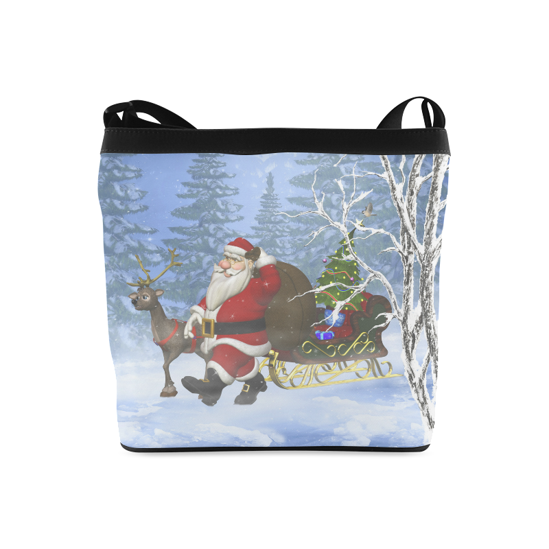 Santa and his Reindeer in the forest Christmas Crossbody Bags (Model 1613)