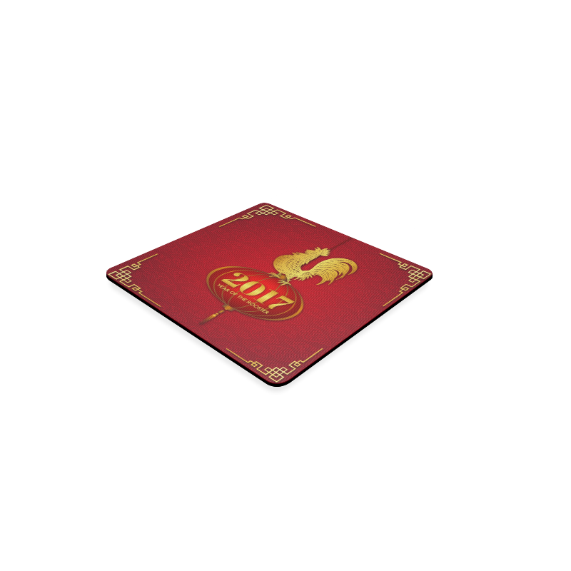 Chinese Year of the Rooster 2017 Red Gold Square Coaster