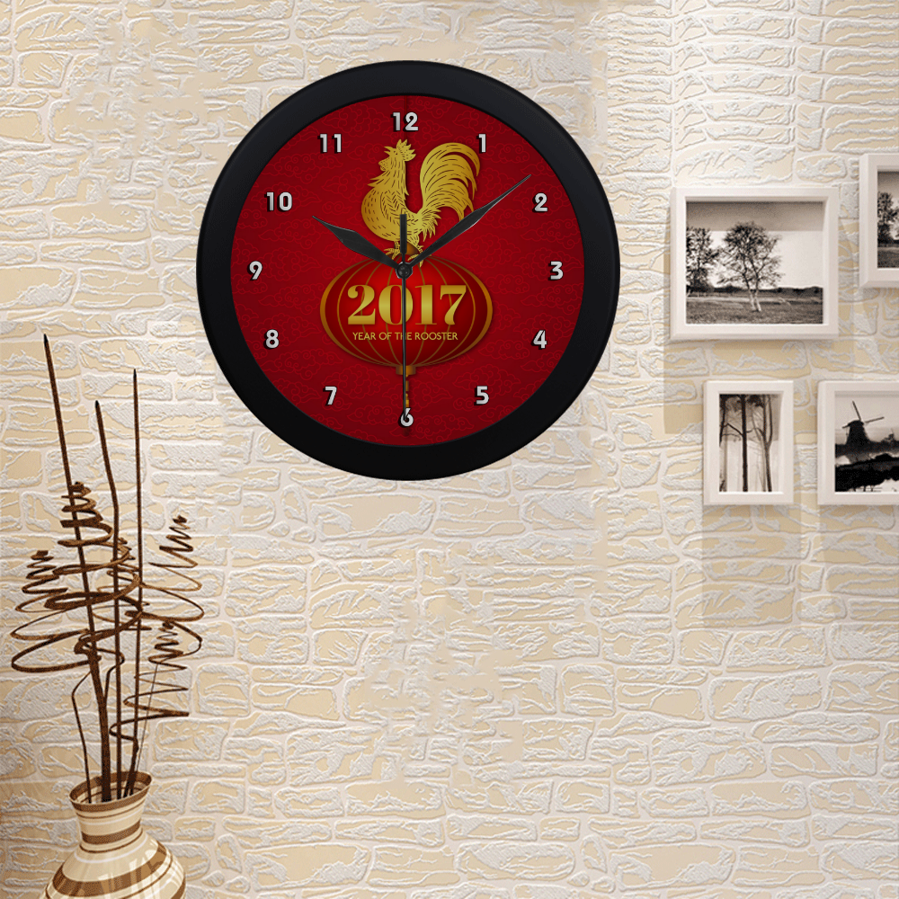 2017 Year of the Rooster Chinese Circular Plastic Wall clock