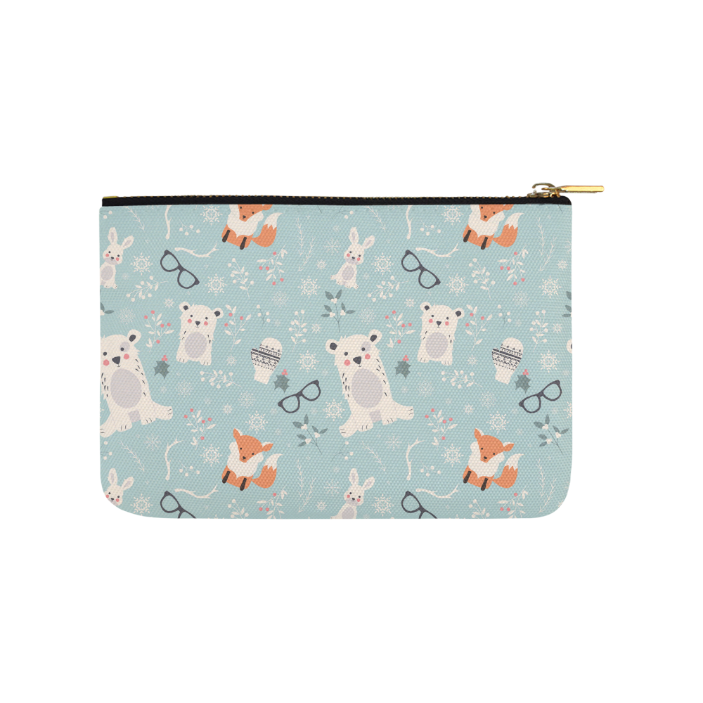 Cute Hipster Winter Animal Pattern Carry-All Pouch 9.5''x6''