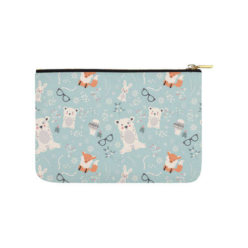 Cute Hipster Winter Animal Pattern Carry-All Pouch 9.5''x6''