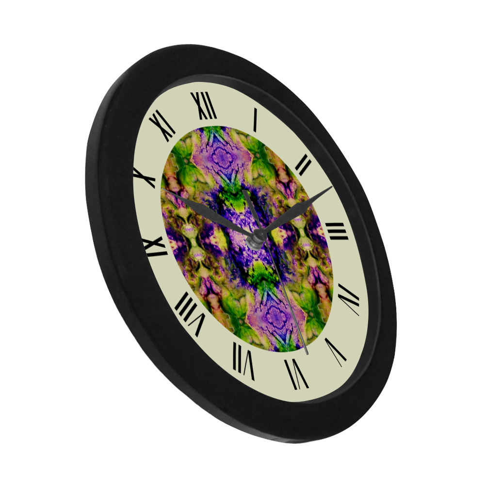 Green,Purple Yellow ,Goa Pattern watch circular roman numerals hand 6 Circular Plastic Wall clock