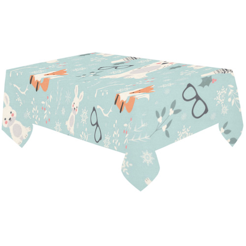 Cute Hipster Winter Animal Pattern Cotton Linen Tablecloth 60"x120"