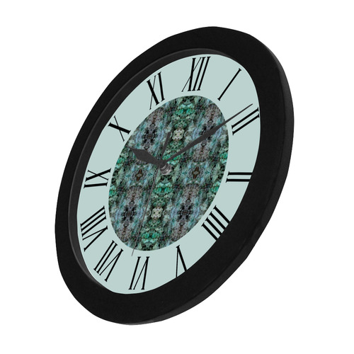 Green Black Gothic Pattern watch circular roman numerals hand 3 Circular Plastic Wall clock