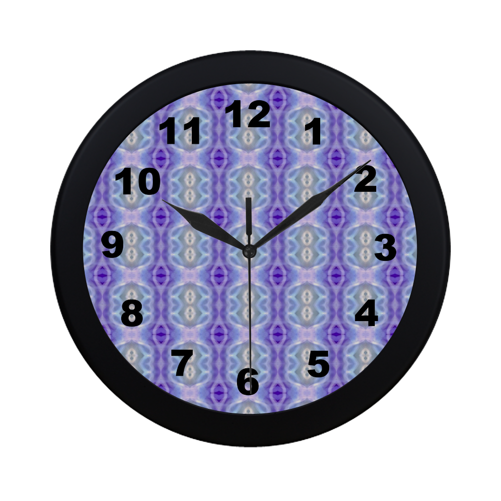 Light Blue Purple White Girly Pattern watch circular number hand 4 Circular Plastic Wall clock