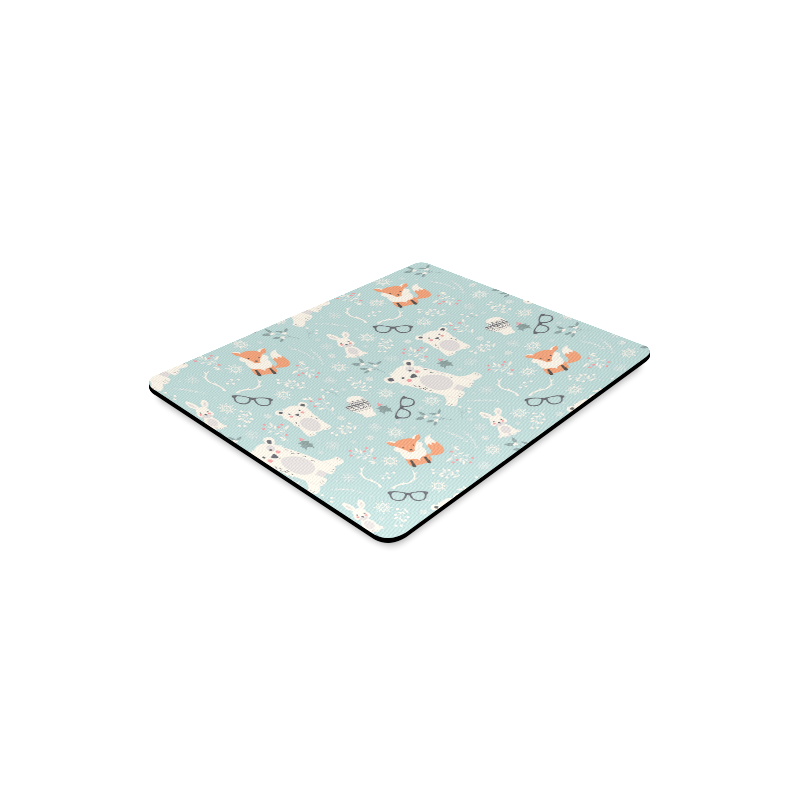 Cute Hipster Winter Animal Pattern Rectangle Mousepad