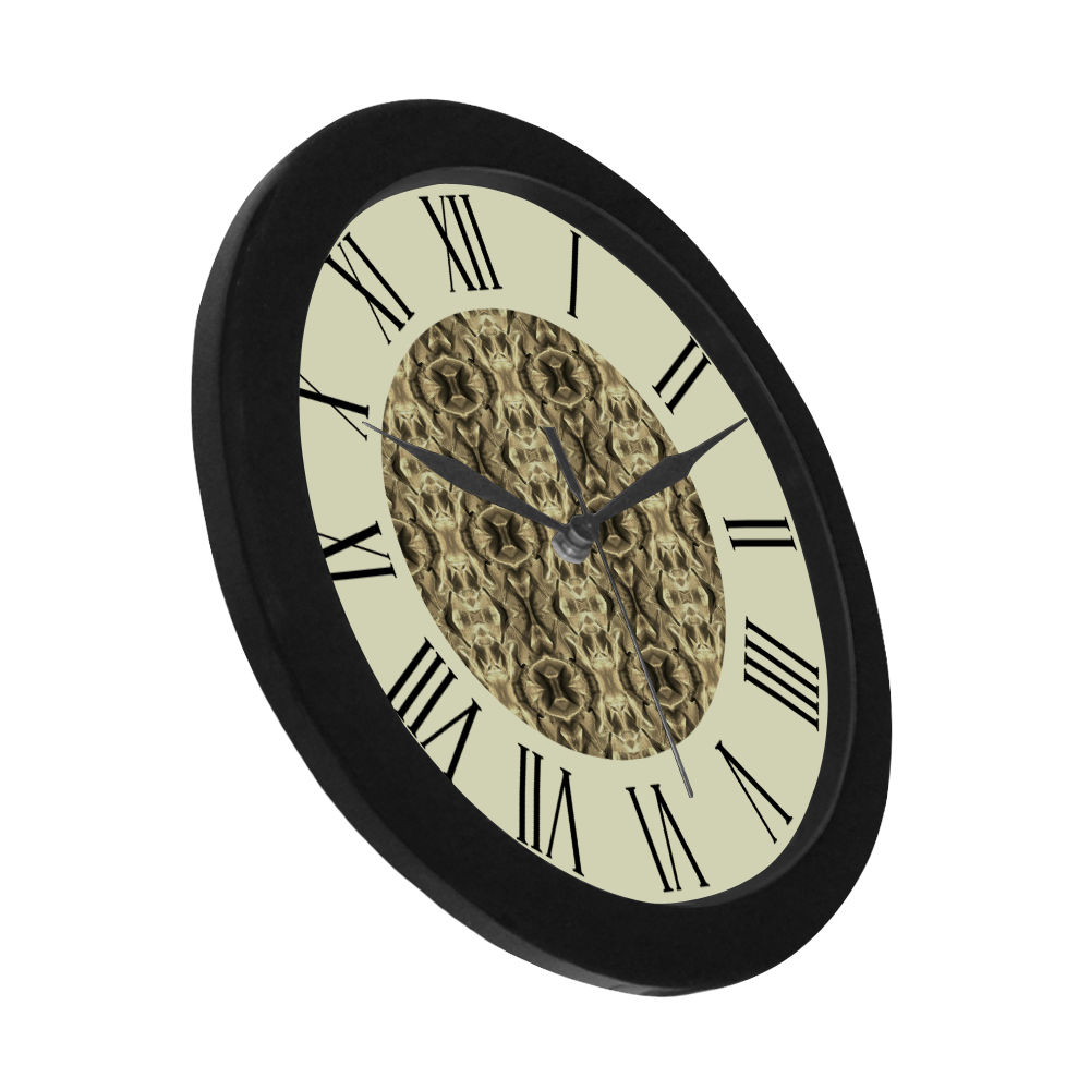 Gold Fabric Pattern Design watch circular roman numerals hand 3 Circular Plastic Wall clock