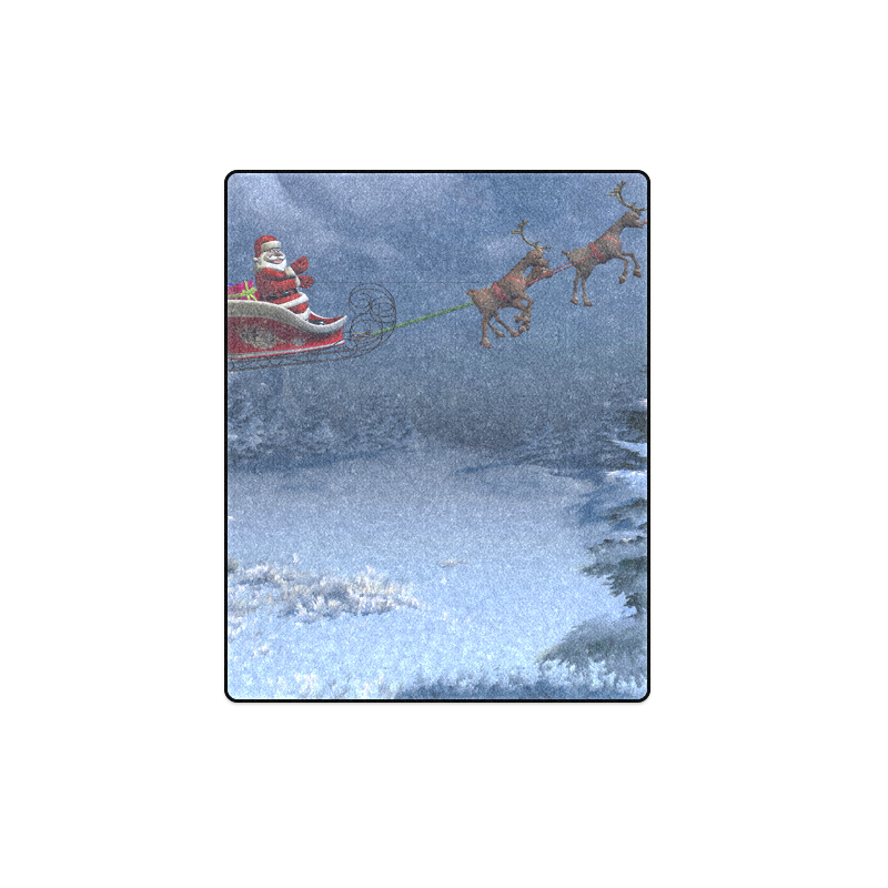 santa with sleigh and reindeers christmas Blanket 40"x50"