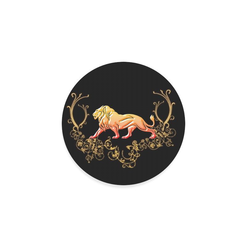 Awesome lion in gold and black Round Coaster