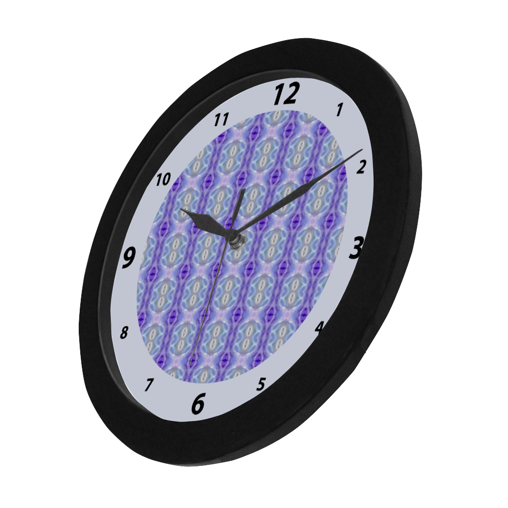 Light Blue Purple White Girly Pattern watch circular number hand 9 Circular Plastic Wall clock