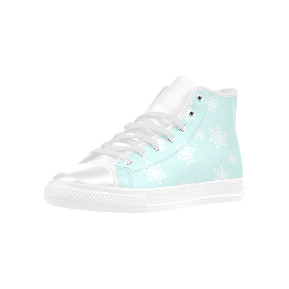 Snowflakes Aquila High Top Microfiber Leather Women's Shoes (Model 032)