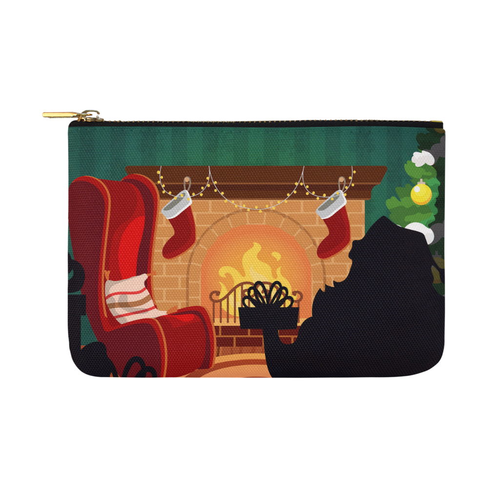 Cosy Christmas Fireplace Stockings Santa Claus Carry-All Pouch 12.5''x8.5''