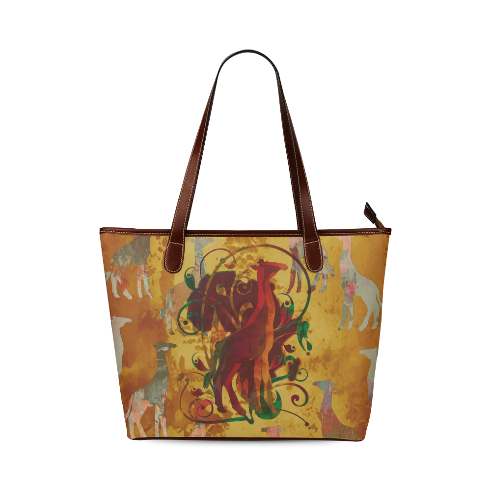 Magic Africa Giraffes Ornaments grunge Shoulder Tote Bag (Model 1646)