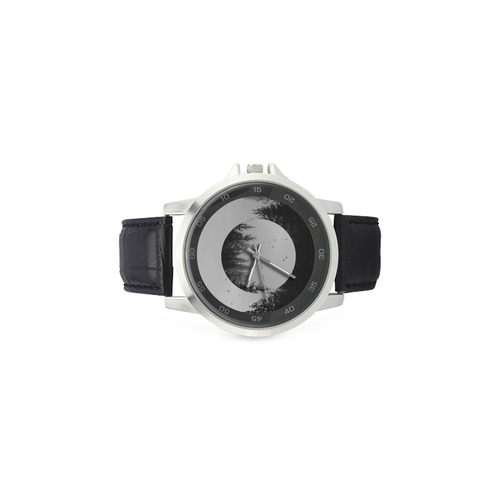 collage_ Somewhere _ Gloria Sánchez Unisex Stainless Steel Leather Strap Watch(Model 202)