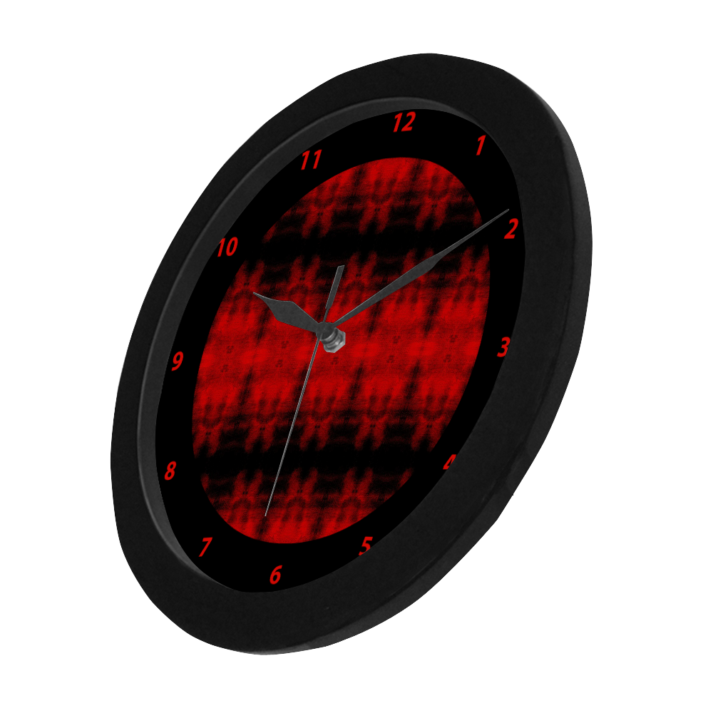 Red Black Gothic Pattern  watch circular number colorful hand 3 Circular Plastic Wall clock