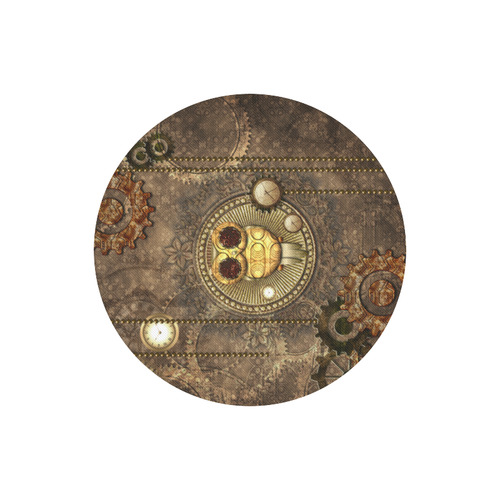 Steampunk, wonderful owl,clocks and gears Round Mousepad