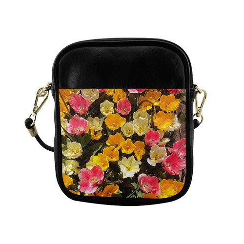 Yellow Pink Flowers Sling Bag (Model 1627)