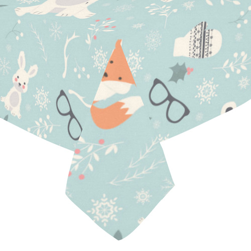 Cute Hipster Winter Animal Pattern Cotton Linen Tablecloth 52"x 70"