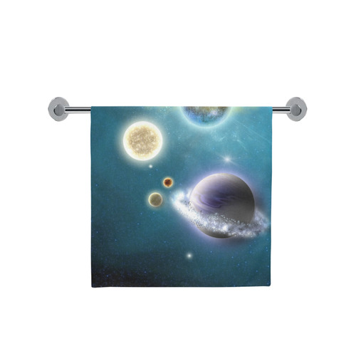 Space scenario with  meteorite sun and planets Bath Towel 30"x56"