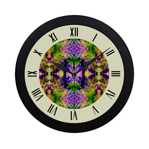 Green,Purple Yellow ,Goa Pattern watch circular roman numerals hand 6 Circular Plastic Wall clock
