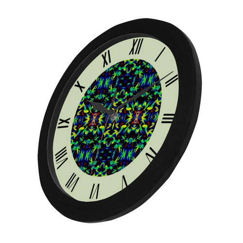 Cool Green Blue Yellow Design watch circular roman numerals hand 6 Circular Plastic Wall clock