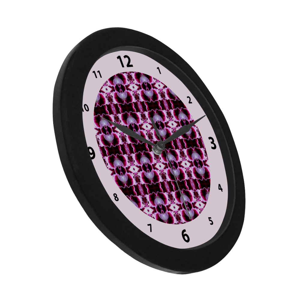 Purple White Flower Abstract Pattern watch circular number hand 9 Circular Plastic Wall clock