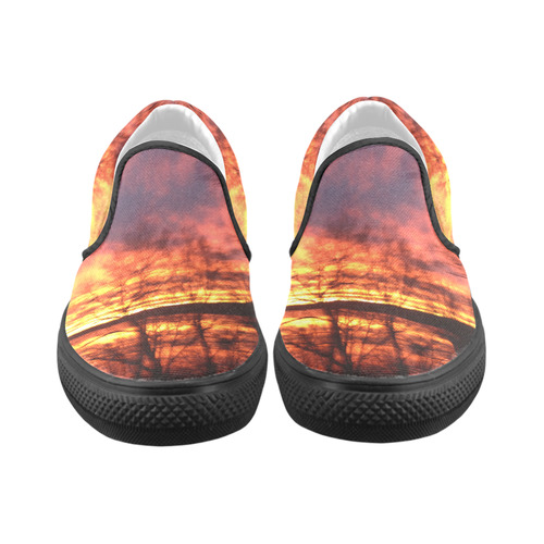 River Sunset Slip-on Canvas Shoes for Men/Large Size (Model 019)