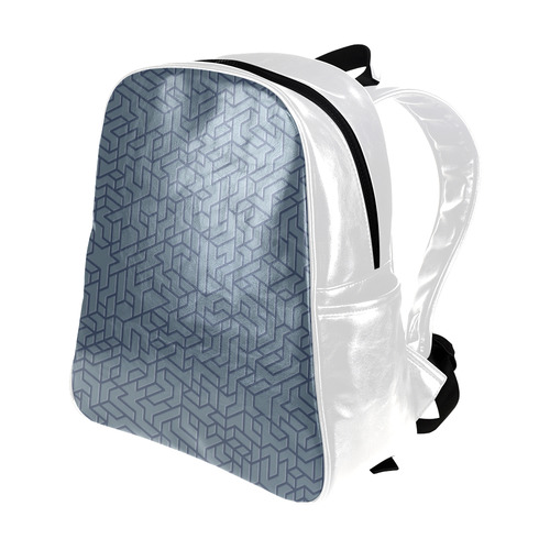 Luxury designers bag / SILVER WHITE Multi-Pockets Backpack (Model 1636)