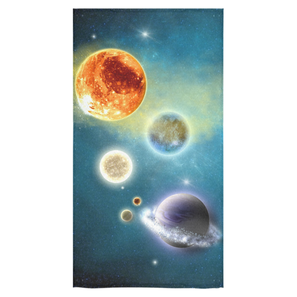 Space scenario with  meteorite sun and planets Bath Towel 30"x56"
