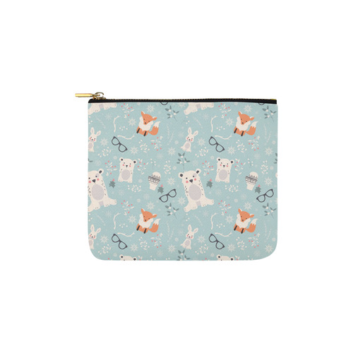 Cute Hipster Winter Animal Pattern Carry-All Pouch 6''x5''