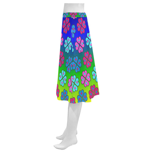 heart flower pattern on rainbow Mnemosyne Women's Crepe Skirt (Model D16)