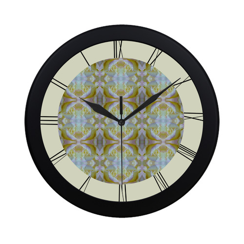White Yellow  Pattern Circular Plastic Wall clock