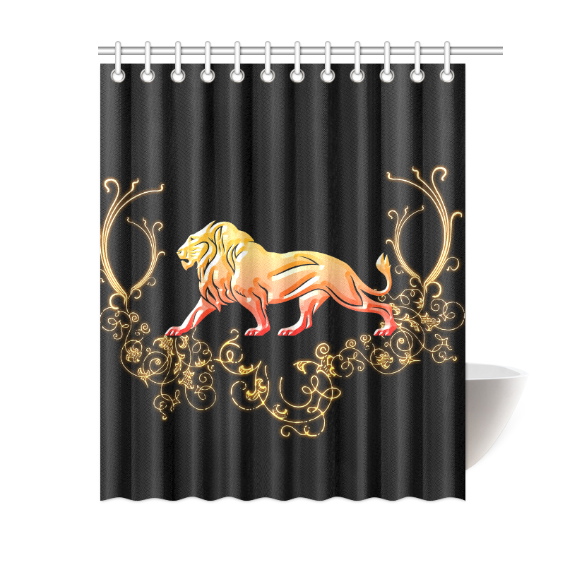 Awesome lion in gold and black Shower Curtain 60"x72"