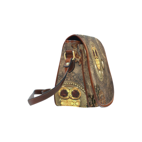 Steampunk, wonderful owl,clocks and gears Saddle Bag/Large (Model 1649)
