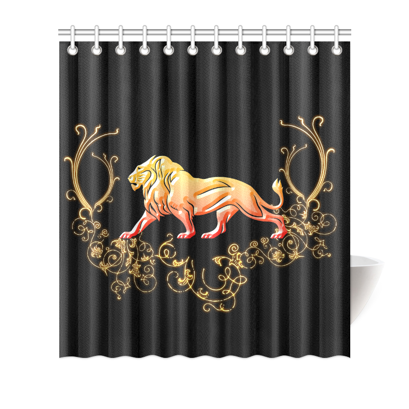 Awesome lion in gold and black Shower Curtain 66"x72"