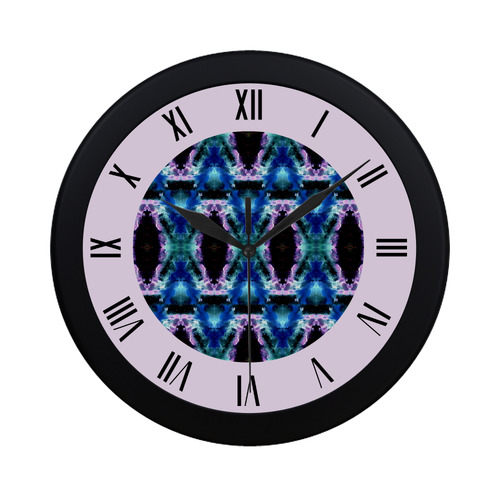 Blue, Light Blue, Metallic Diamond Pattern watch circular roman numerals hand 6 Circular Plastic Wall clock