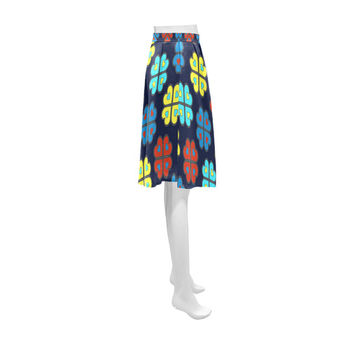 heart flower pattern on navy blue Athena Women's Short Skirt (Model D15)