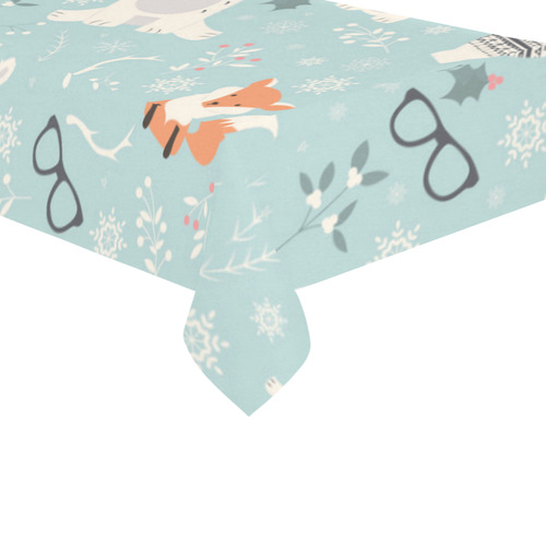 Cute Hipster Winter Animal Pattern Cotton Linen Tablecloth 60"x120"