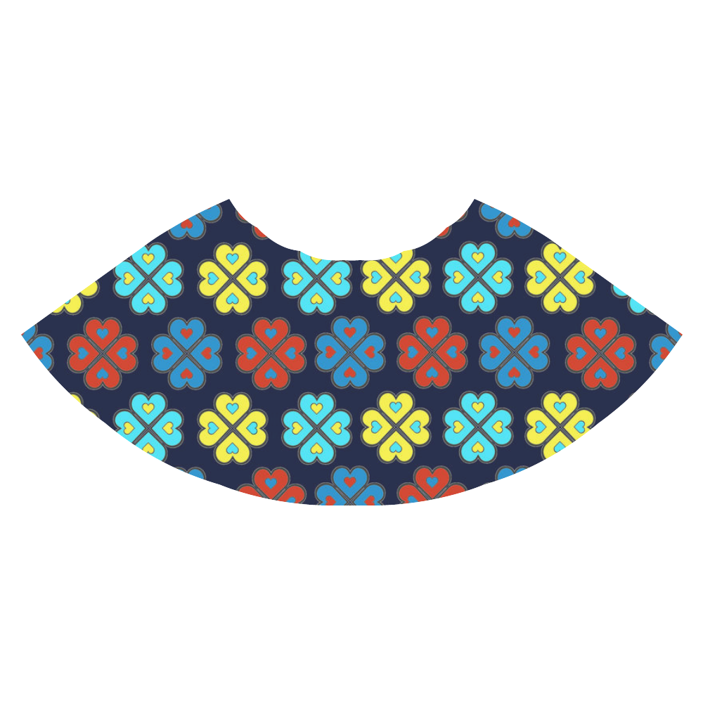heart flower pattern on navy blue Athena Women's Short Skirt (Model D15)