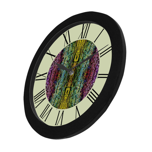 Abstract, Yellow Green, Purple watch circular roman numerals hand 3 Circular Plastic Wall clock