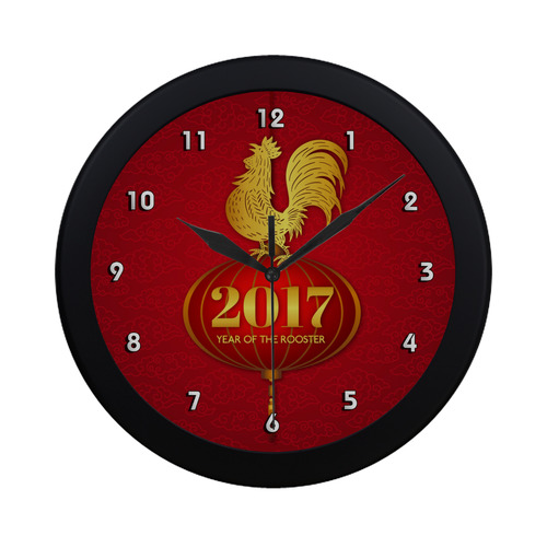 2017 Year of the Rooster Chinese Circular Plastic Wall clock